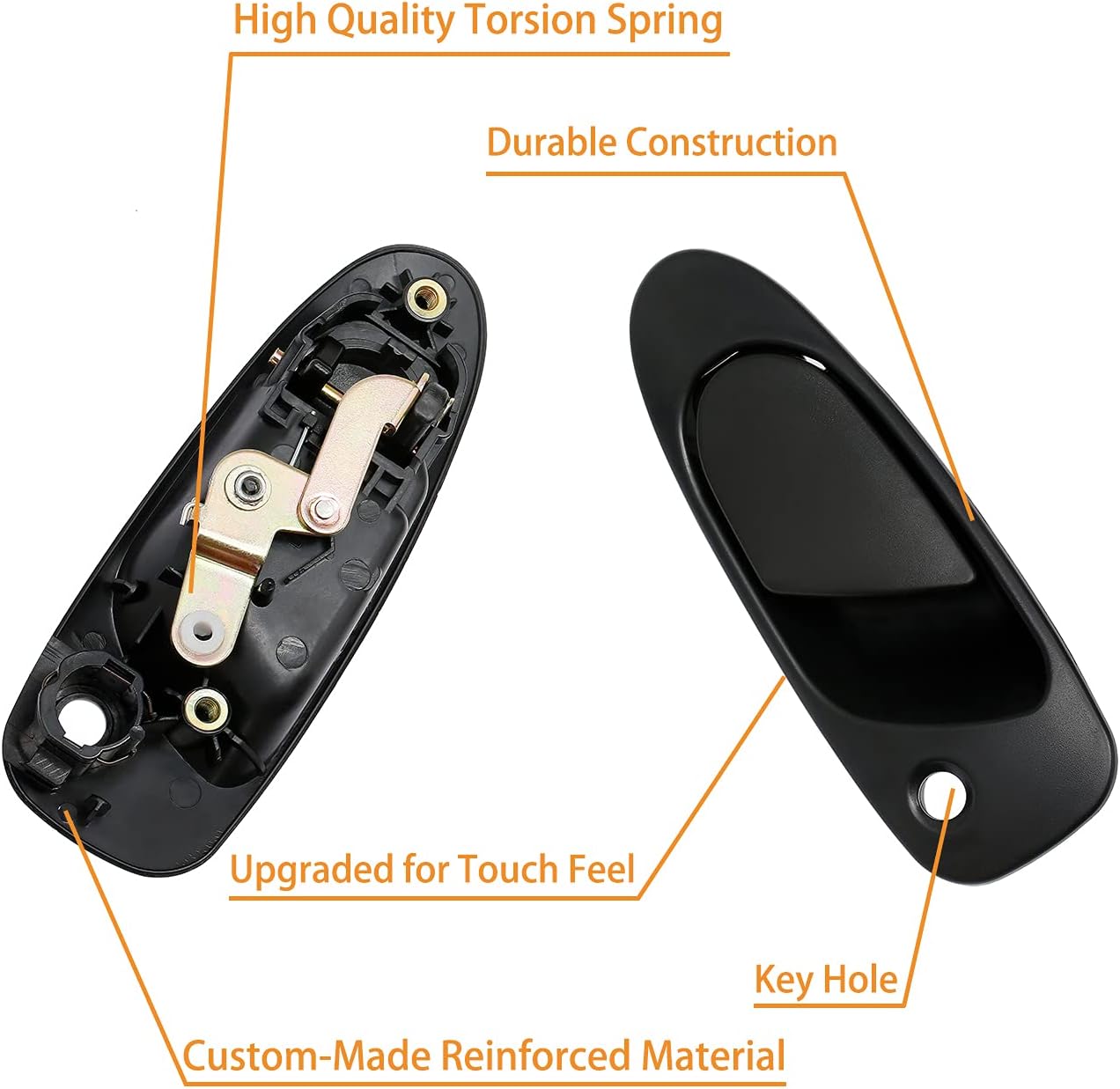 Gledewen Exterior Door Handle Set, Compatible with 1992-1995 Honda Civic 1993-1997 Civic Del Sol, Front Outside Left Driver & Right Passenger Side with Key Hole Replaces# 72180SR3J02ZD, 72140SR3J02ZD