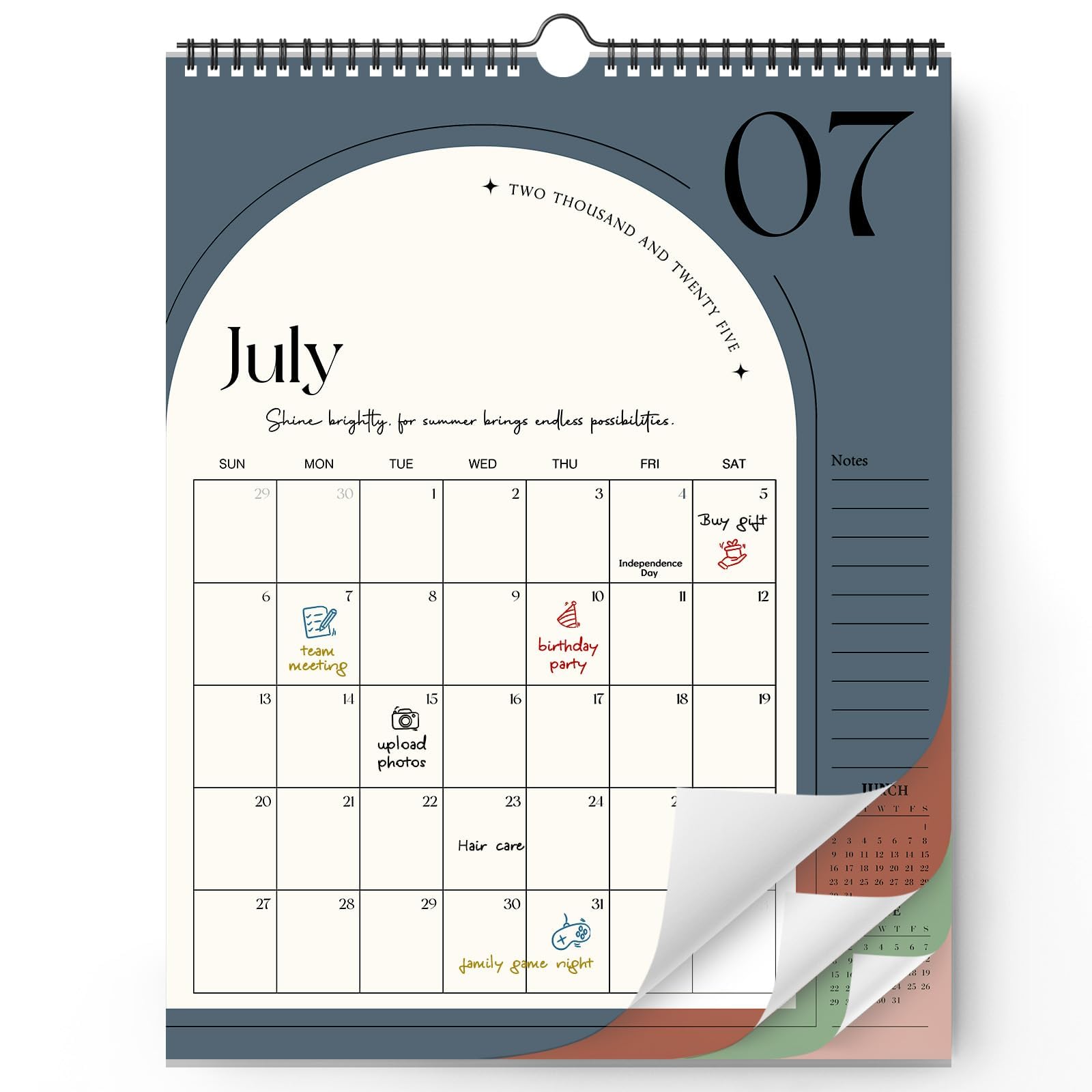 Calendario da parete 2024-2025, 18 calendari mensili, va da luglio 2024 a dicembre 2025, 36,6 x 28,4 cm, calendario estetico da appendere alla parete per organizzare casa e ufficio