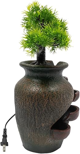 Vista 85 de Indoor Waterfall Fountain Tabletop Fountains with LED Lights,with Rolling Ball Atomizer,Lighted Illuminated Waterfall Indoor Small Rockery Desktop