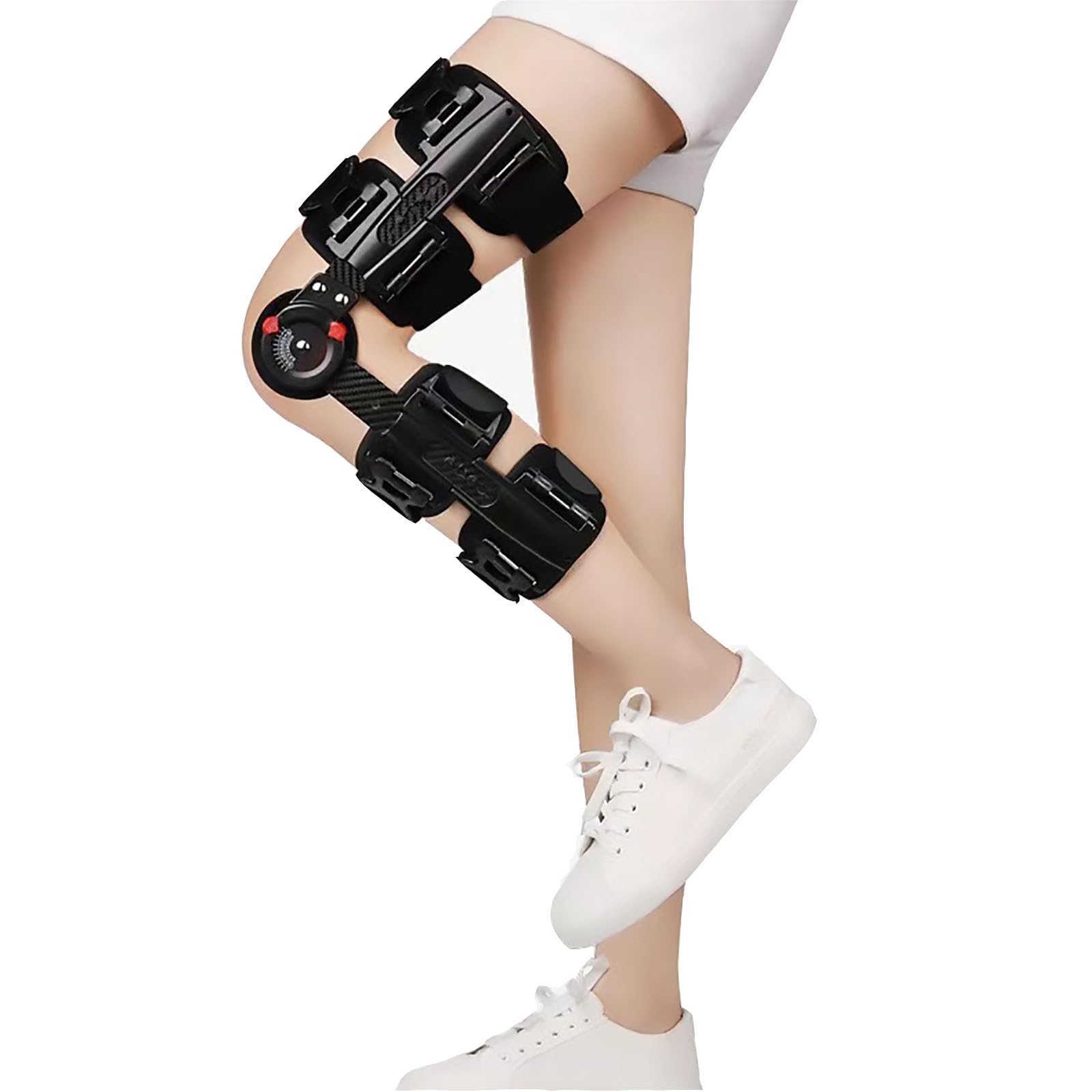 HAILM Rodillera con Bisagras, Fibra Carbono Liviana, Curvada Ángulo Ajustable, Órtesis Soporte Rodilla, para Estabilización Recuperación, Lesiones ACL, MCL, PCL, Mujeres y Hombres