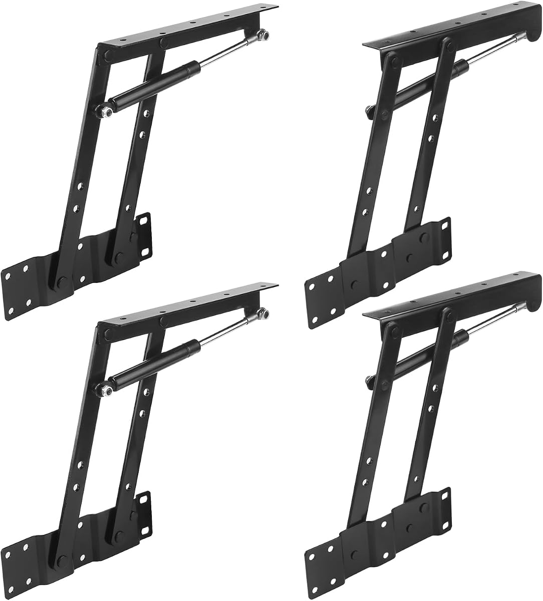 2 pares de bisagras plegables de elevación y elevación, bisagras hidráulicas de elevación de alta resistencia para mecanismos domésticos, herrajes, mesa de café, herramienta de elevación de muebles, de GENHAKON.