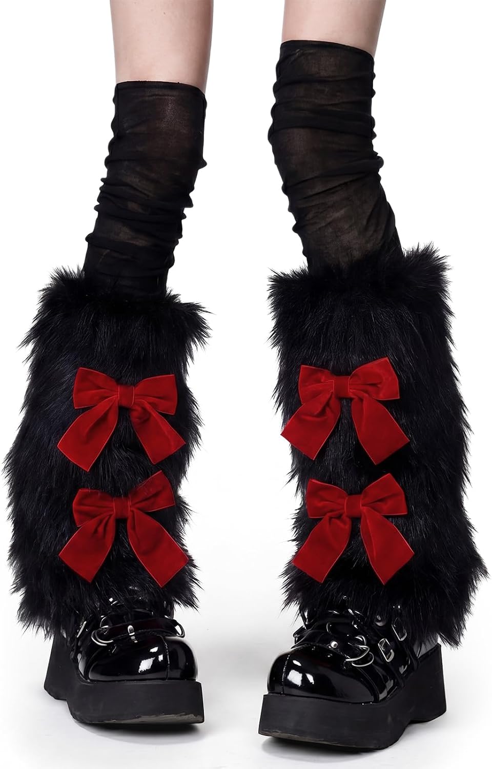 Kawaii Fuzzy Leg Warmers Y2k Soft Furry Sleeve Socks 80s Harajuku Gothic Sock Accessories for Women