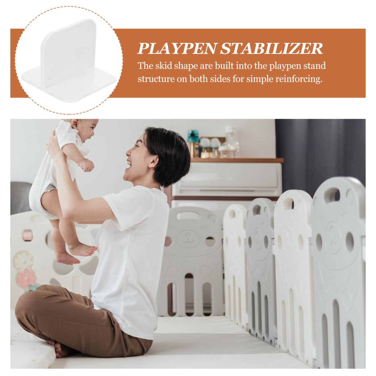 Playpen Stabilizer 4-Pack 2.75x2.75x2.16 – Adhesive Anti-Slip Base Anchors Stop Sliding Gates & Fences for Baby & Pet Safety on Hardwood, Tile & Laminate