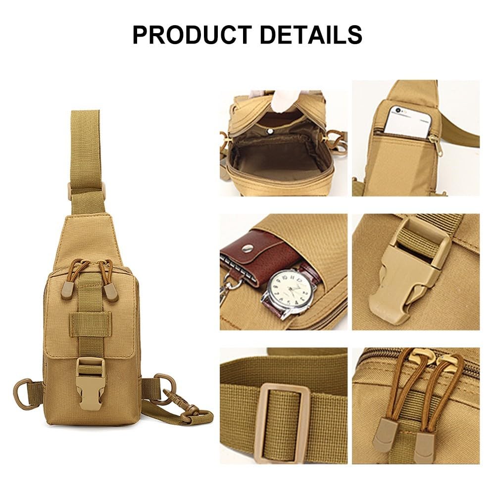 MiOYOOW Small Sling Backpack, Tactical Shoulder Chest Bag Adjustable Molle Crossbody Bag for Camping Hilking Cycling Hunting