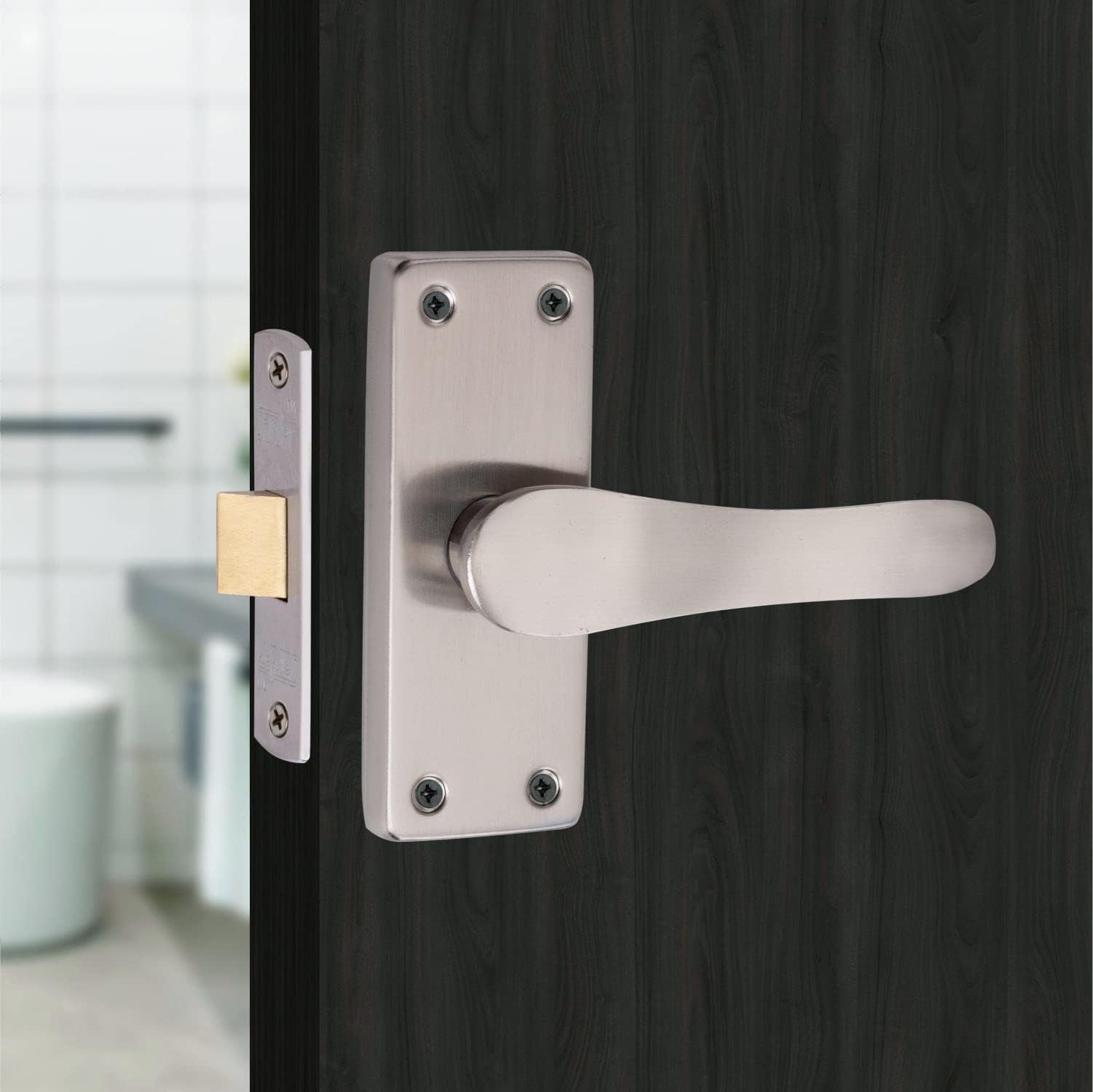 SARDAR Remo SS 5" Iron Baby Latch Keyless Bathroom Door Handle Set/Mortise Door Handle with Baby Latch| Iron | Pull handle | Silver