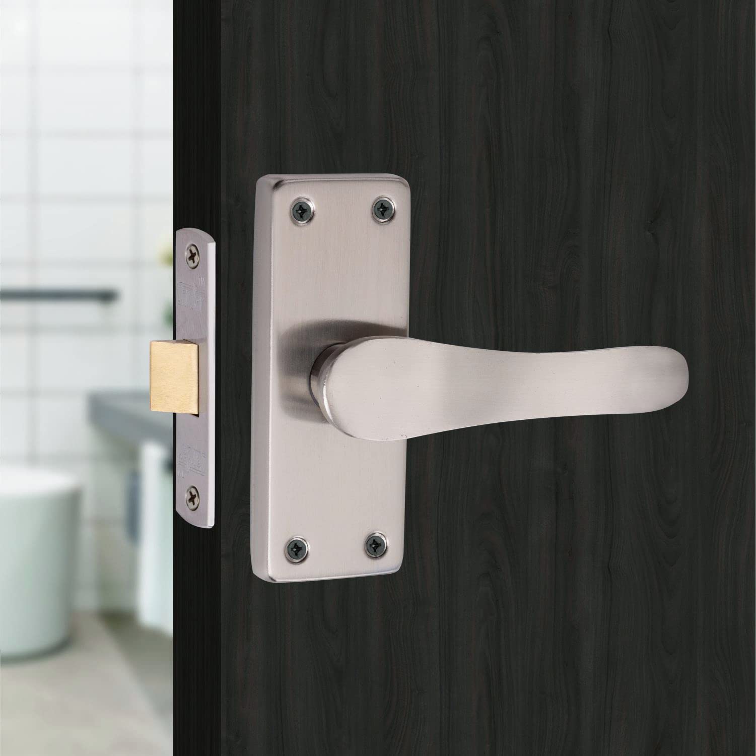 SARDAR Remo SS 5" Iron Baby Latch Keyless Bathroom Door Handle Set/Mortise Door Handle with Baby Latch| Iron | Pull handle | Silver