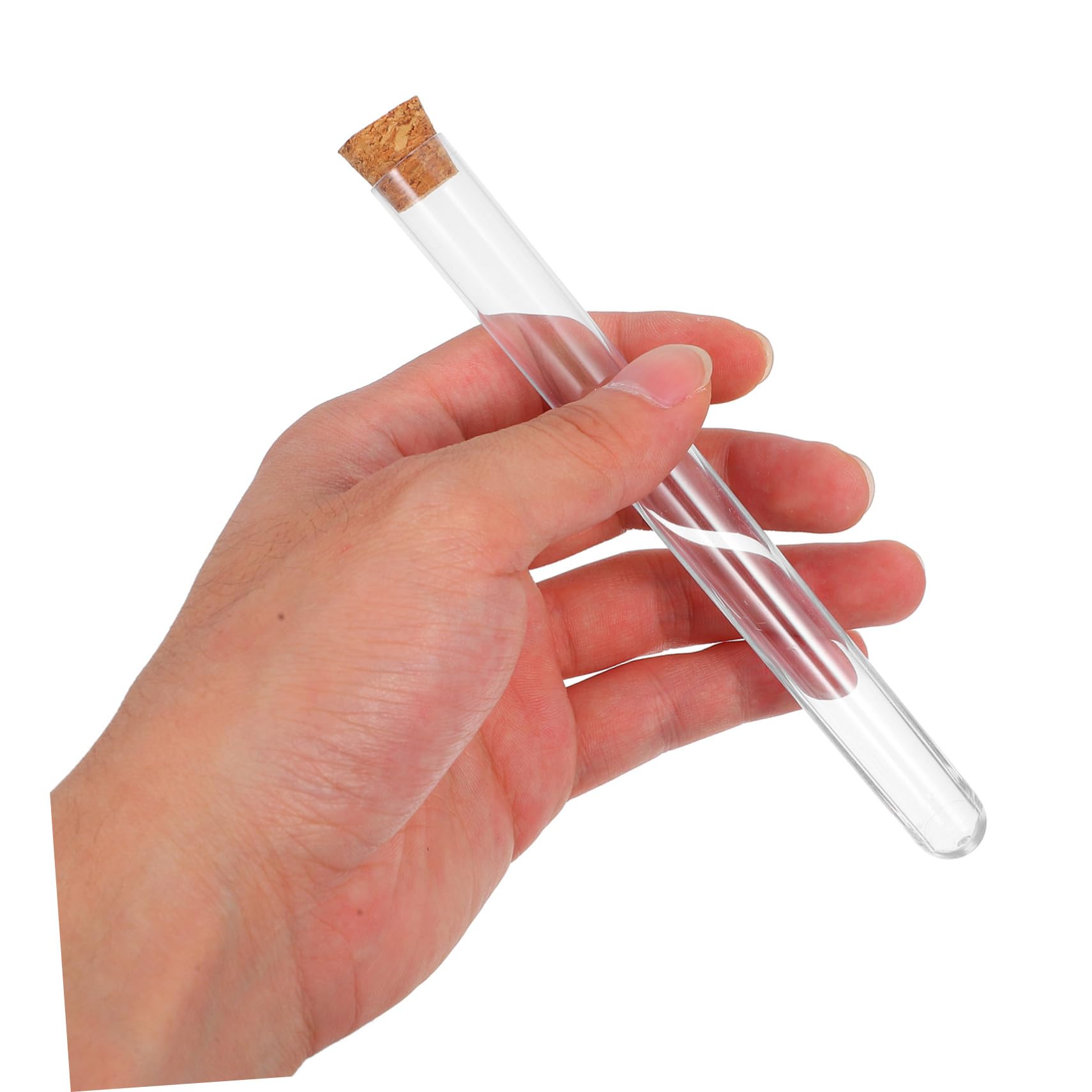 50 piezas Tubos de Ensayo de Plástico con Tapones de Corcho Transparentes y Resistentes para Experimentos Científicos Almacenamiento de y Crecimiento de Plantas de Unidades