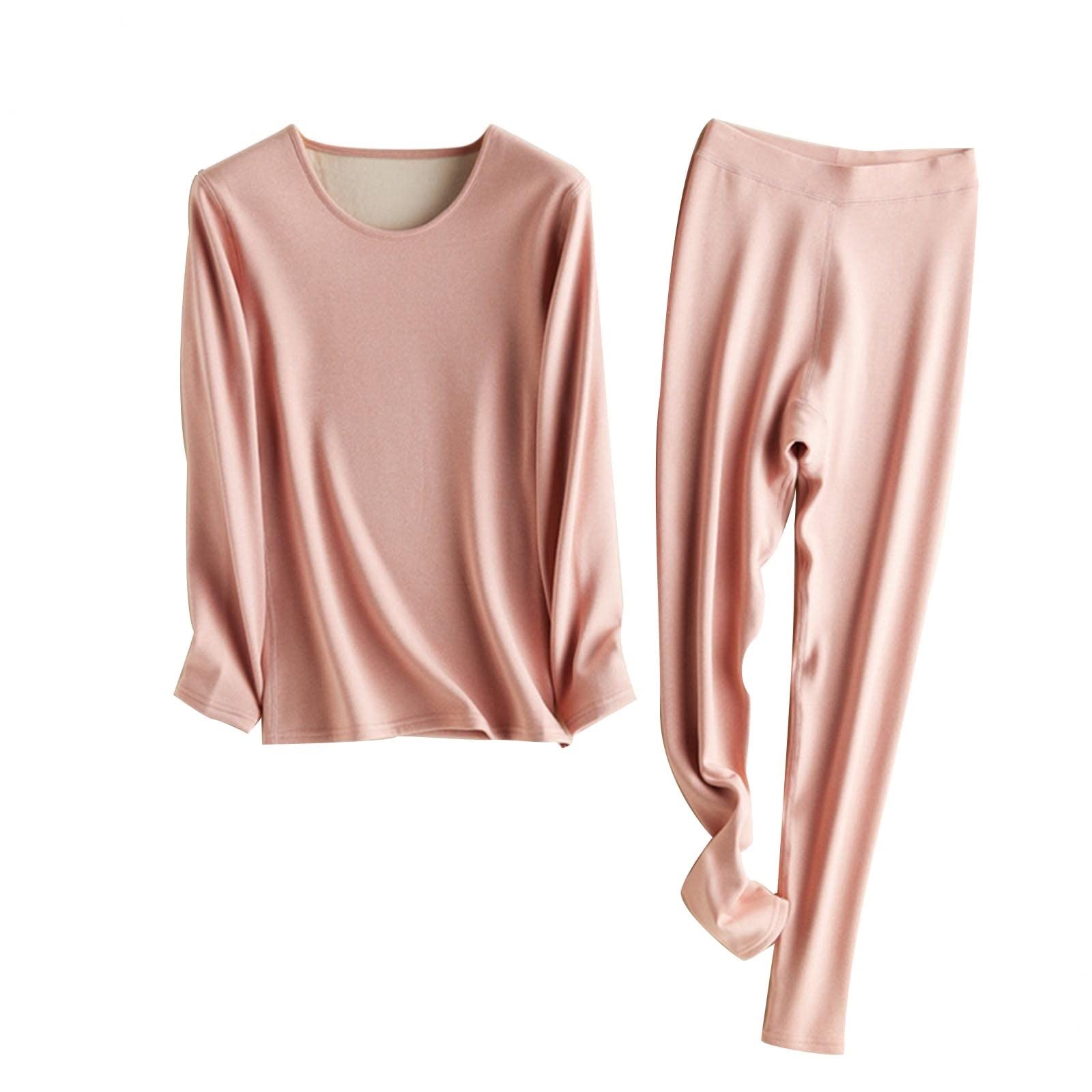Ropa Termica para Mujer, Poliéster Conjunto Térmico Deporte Bean Rosa, Funcional Camiseta Termica y Pantalon Múltiples Tamaños
