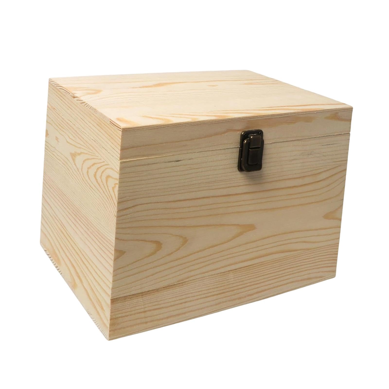 F Fityle Caja de Madera sin terminar, Caja de Almacenamiento de Madera sin Pintar, contenedor para Joyas, para Manualidades, 27 Cm X 20 Cm X 14