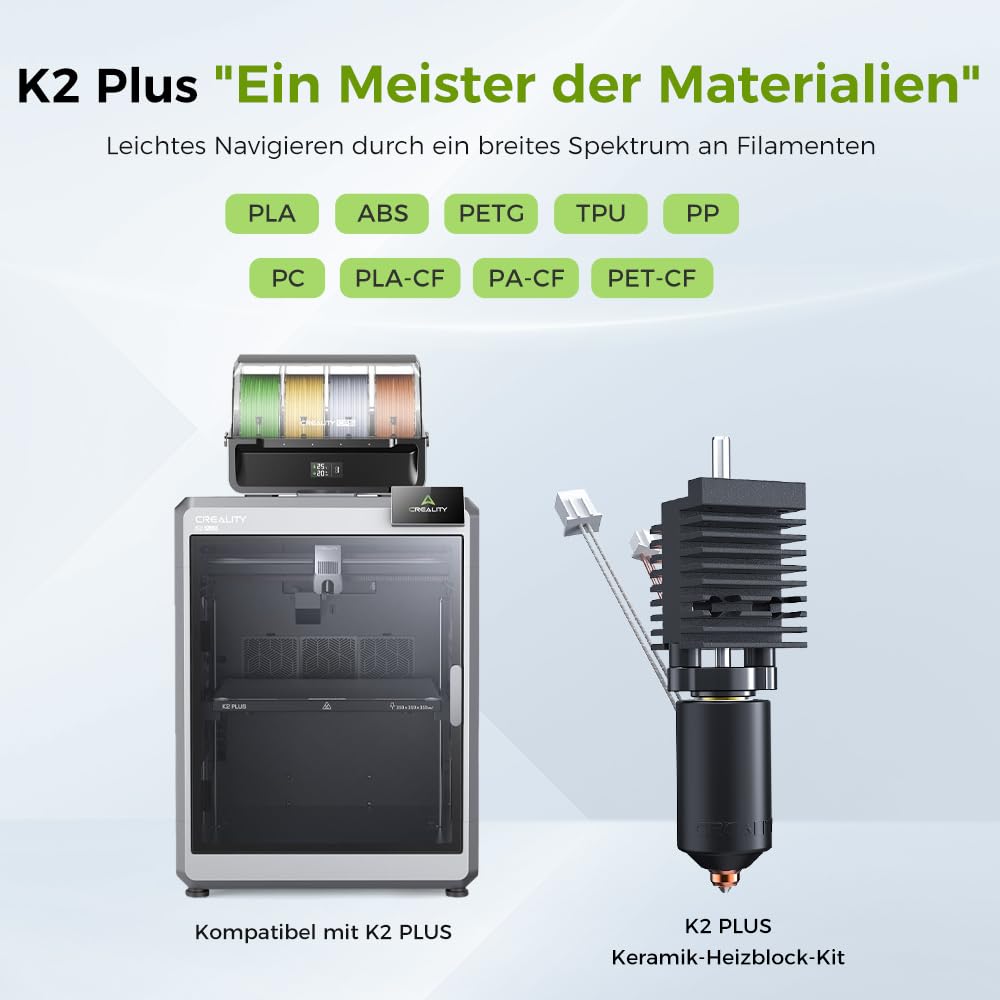 Creality K2 Plus Combo Hotend, Original Keramik-Heizblock-Kit, Einhorn-Schnellwechsel-Düsen-Kit, 350°C Hochtemperaturbeständigkeit, integriertes Ganzmetall-Design für Creality K2P Combo/ K2 Plus