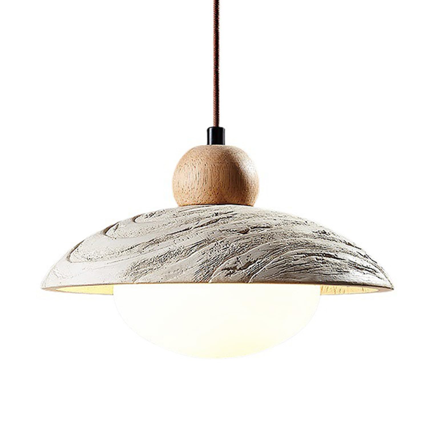 Lampada a sospensione in cemento artistico a in legno