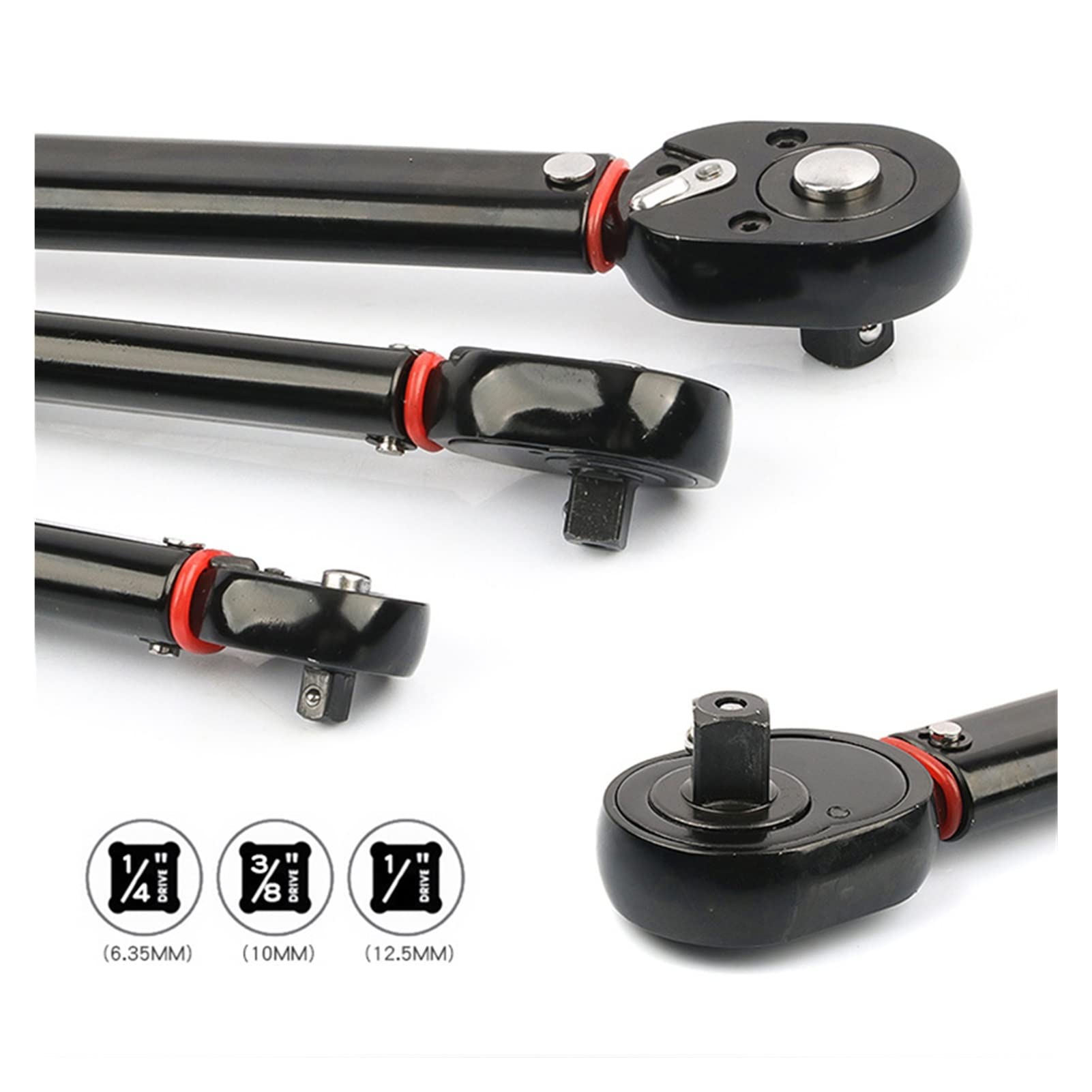 Klucz dynamometryczny, 1/4 3/8 1/2 Torque Preset Torque Wrench Drive Tool 5-210 nm Pozytywny ujemny dwukierunkowy klucz regulacji(Three-eighths Inch)