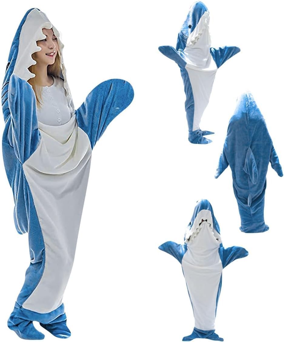 Shark Blanket,Hoodie Shark Blanket, Portable Fleece Throw Blanket,Adult