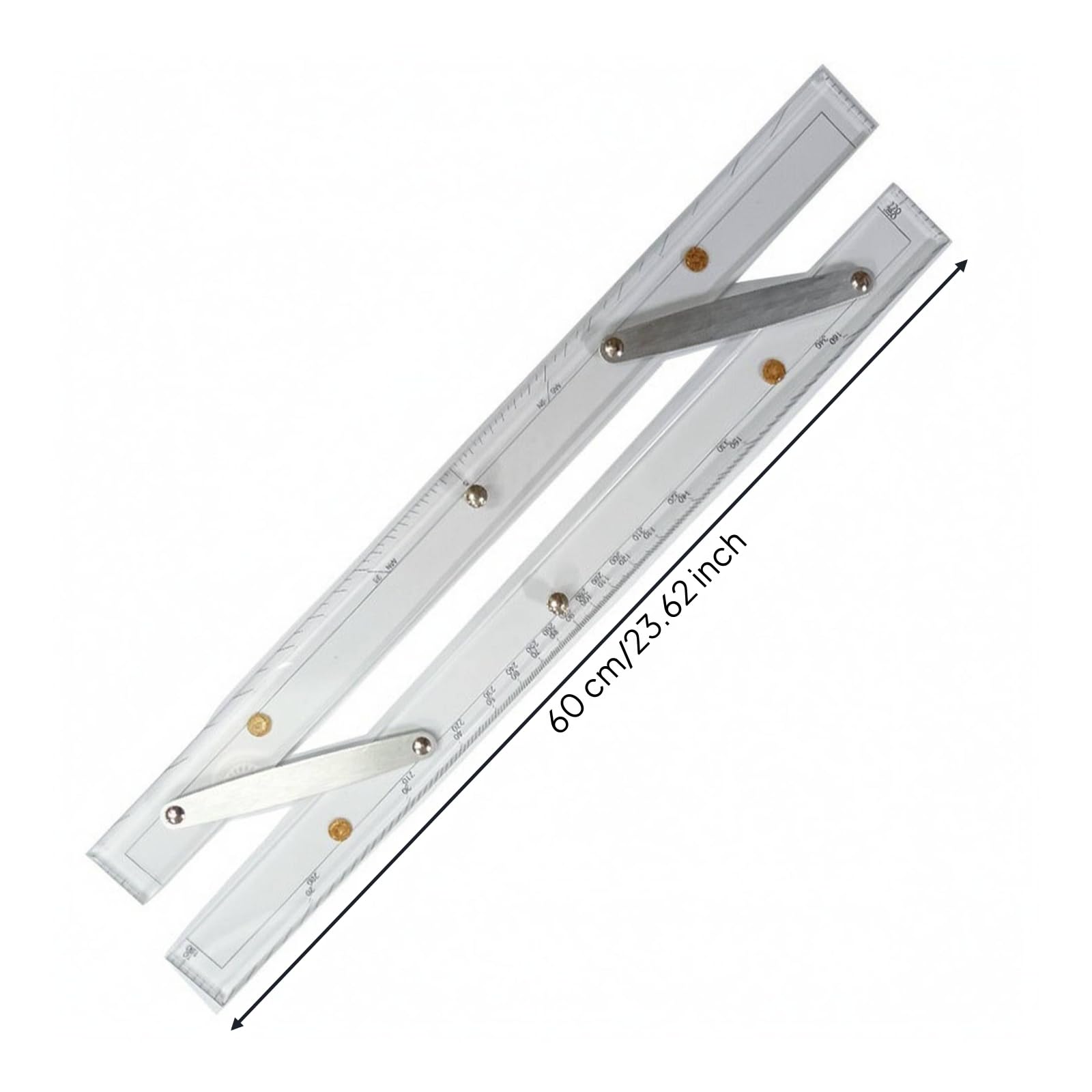 Règle de Navigation Parallèle pour Cartes Marines avec Bras en Laiton Corps en Acrylique Transparent Lecture Facile Adaptée à la Planification Dessin, 60 CM, Marque KOWEN