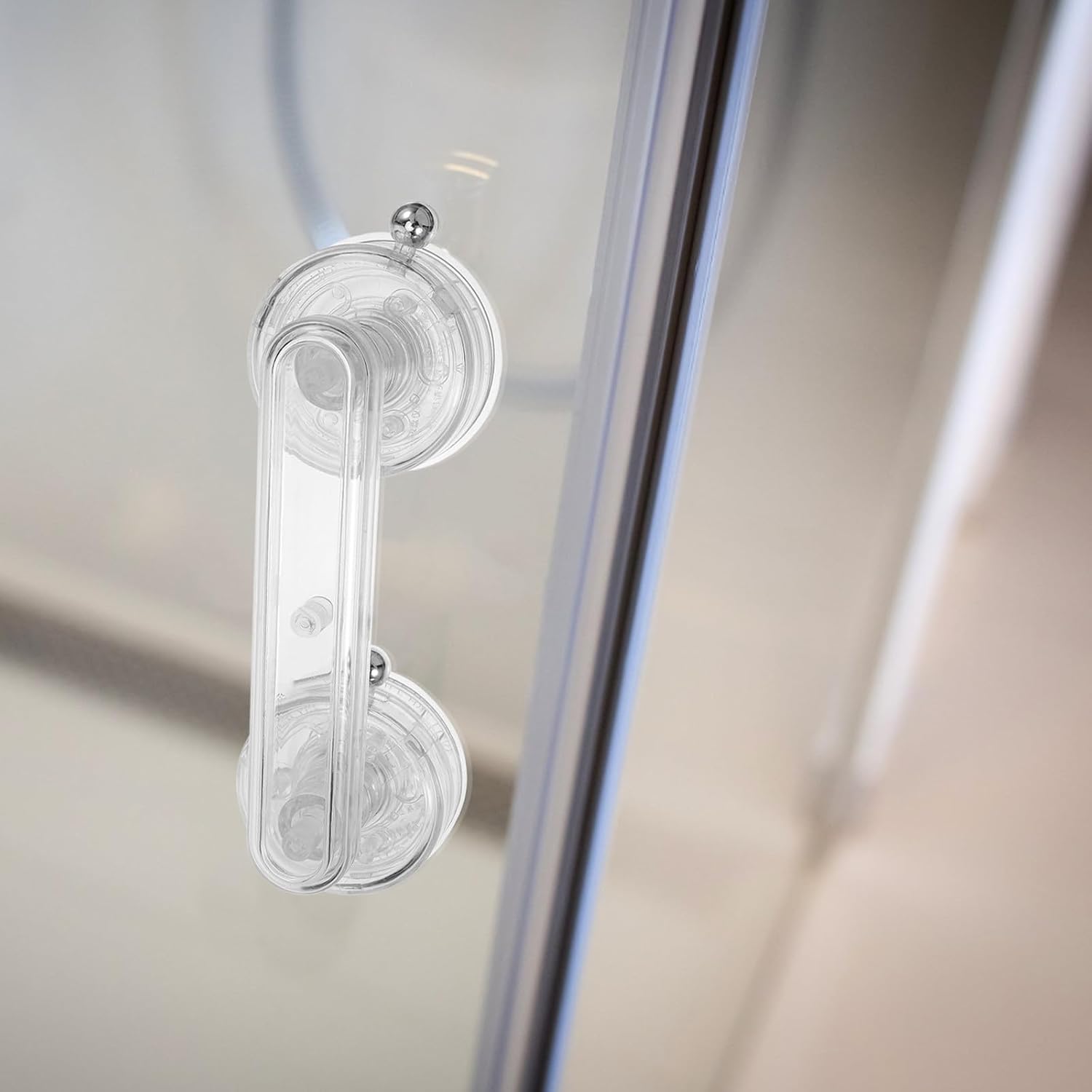 LABRIMP 2pcs Powerful Suction Cup Handle - Pull Handle for Glass Door Window Cabinet Refrigerator Drawer Cupboard Furniture - No Drilling Installation, Detachable
