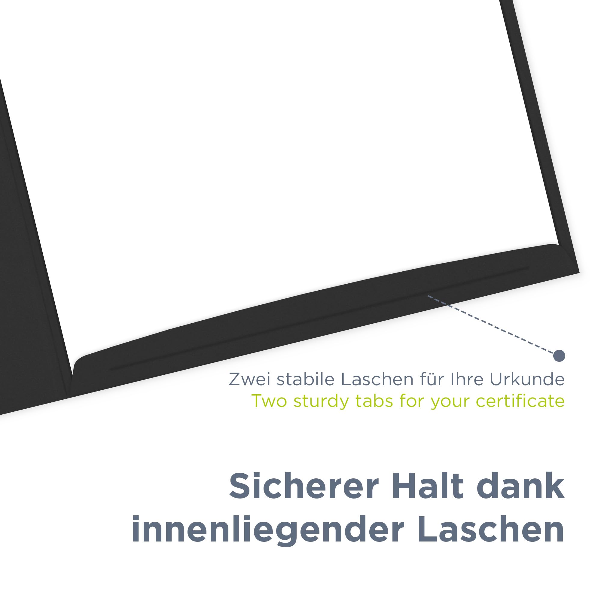12 x Urkundenmappe für A4 schwarz, FSC® MIX 70%, hochwertige, stabile Dokumentenmappe 320g/m² Karton, Made in Germany, Kondolenzmappe, Zeugnisse, Zertifikate, Auszeichnungen, vom Hersteller Werbegrün