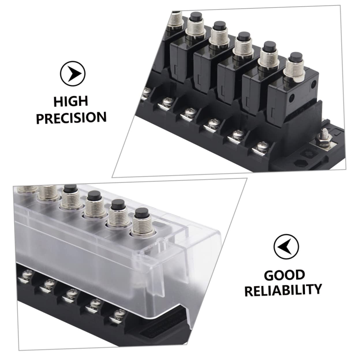 Mobestech Car Circuit Protector Overload Breaker Box with Outputs Each Design for Vehicles Includes Name Tags and Accessories for Easy Installation