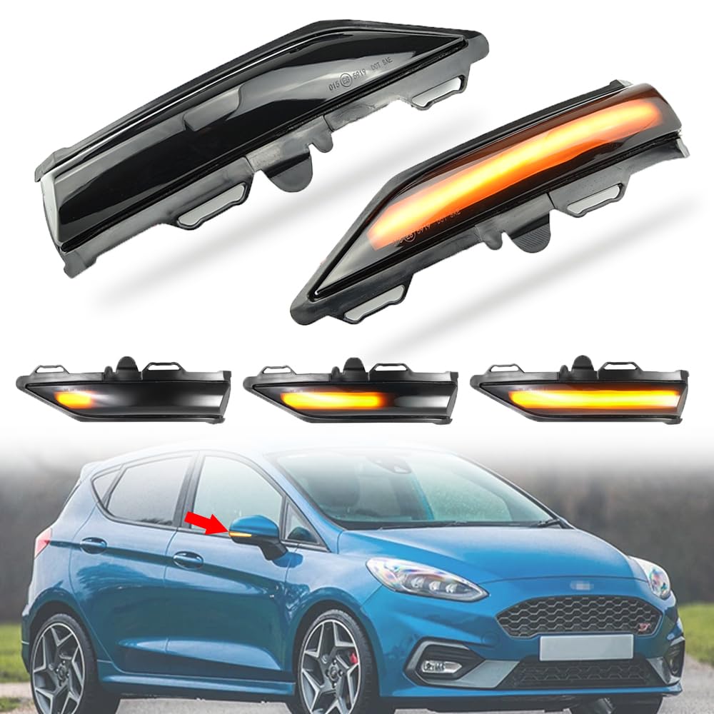 2 pezzi indicatori di direzione a LED per specchietto laterale compatibile con F-ord Fie-sta MK8 2019, compatibile con Fie-sta ST Line MK8 2018 2019 2020, compatibile con Pu-ma MK2-Giallo