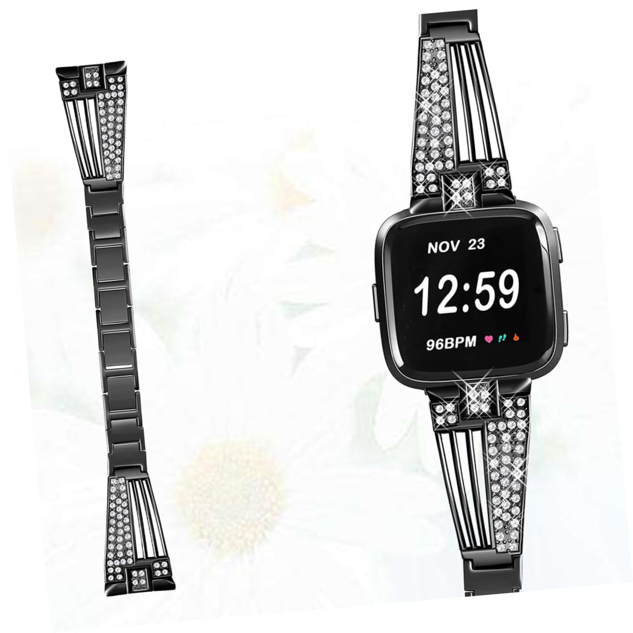 Housoutil Lot De 3 Bracelets De Montre De Rechange En Acier Inoxydable Ornés De Strass Compatibles Avec Les Bracelets Robustes Noirs