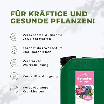 Konfitee Geranien Dünger Flora Boost 5000ml I Für bis zu 1000L Gießwasser I Blumendünger für Balkon- & Gartenpflanzen I Flüssiger Blatt- & Wurzeldünger I 100% natürlicher Pflanzendünger