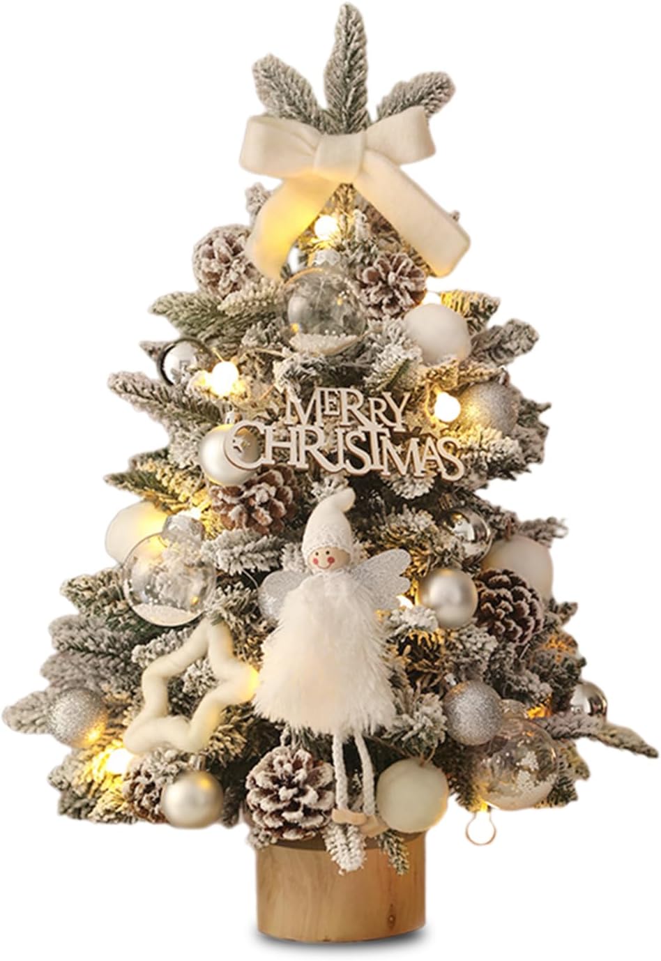 NIBEMINENT Mini Christmas Tree with light,PE Tabletop Christmas Tree 1.5ft,Artificial Christmas Tree for Home,Ornaments for Christmas Decorations Indoor (45cm)