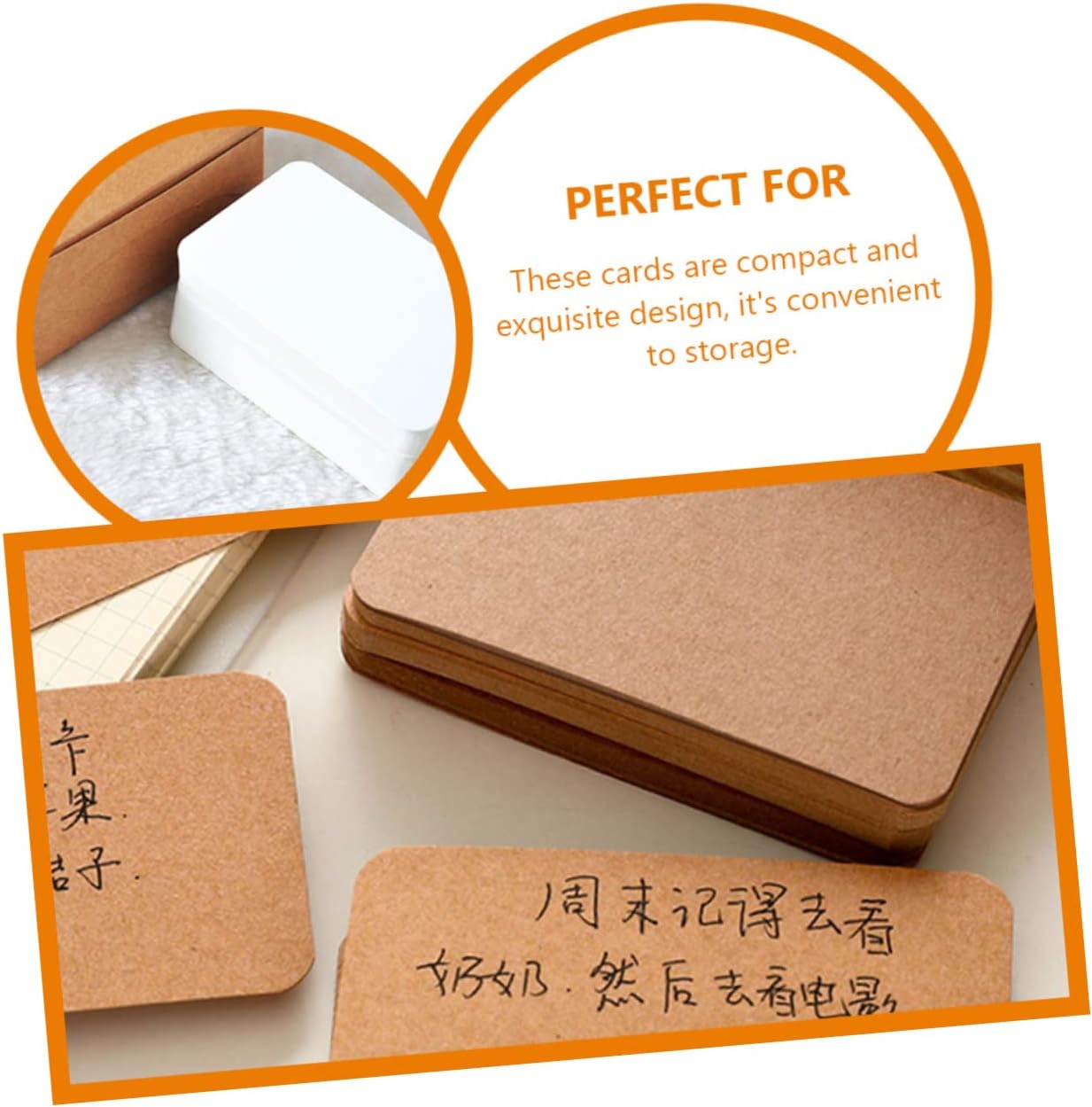KICHOUSE 4 Packs Thickened Blank Word Cards Multi Function Writable Note Cards for DIY Kraft for Office and Travel