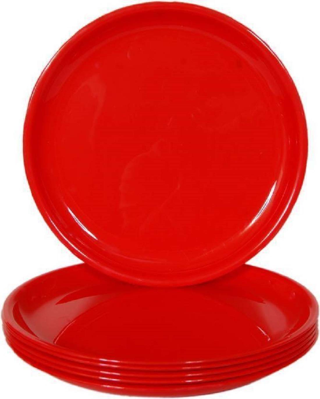 Buy Lyallpur Stores Microsafe Plastic Quarter Plates Set of 6 (Red