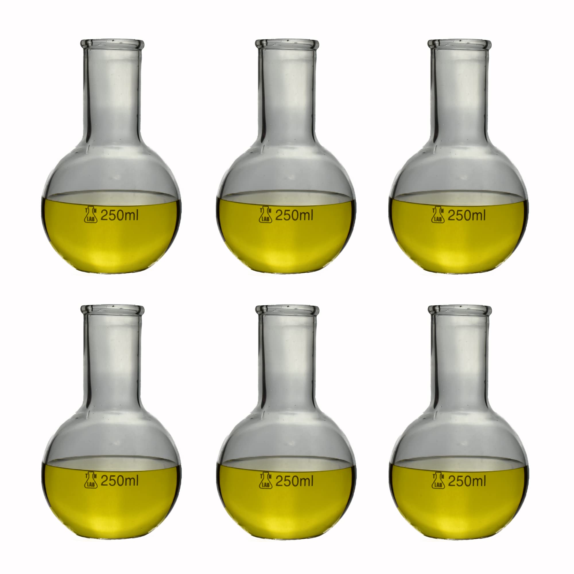 TN LAB Flat Bottom Boiling Flask 250ml 6-Pack