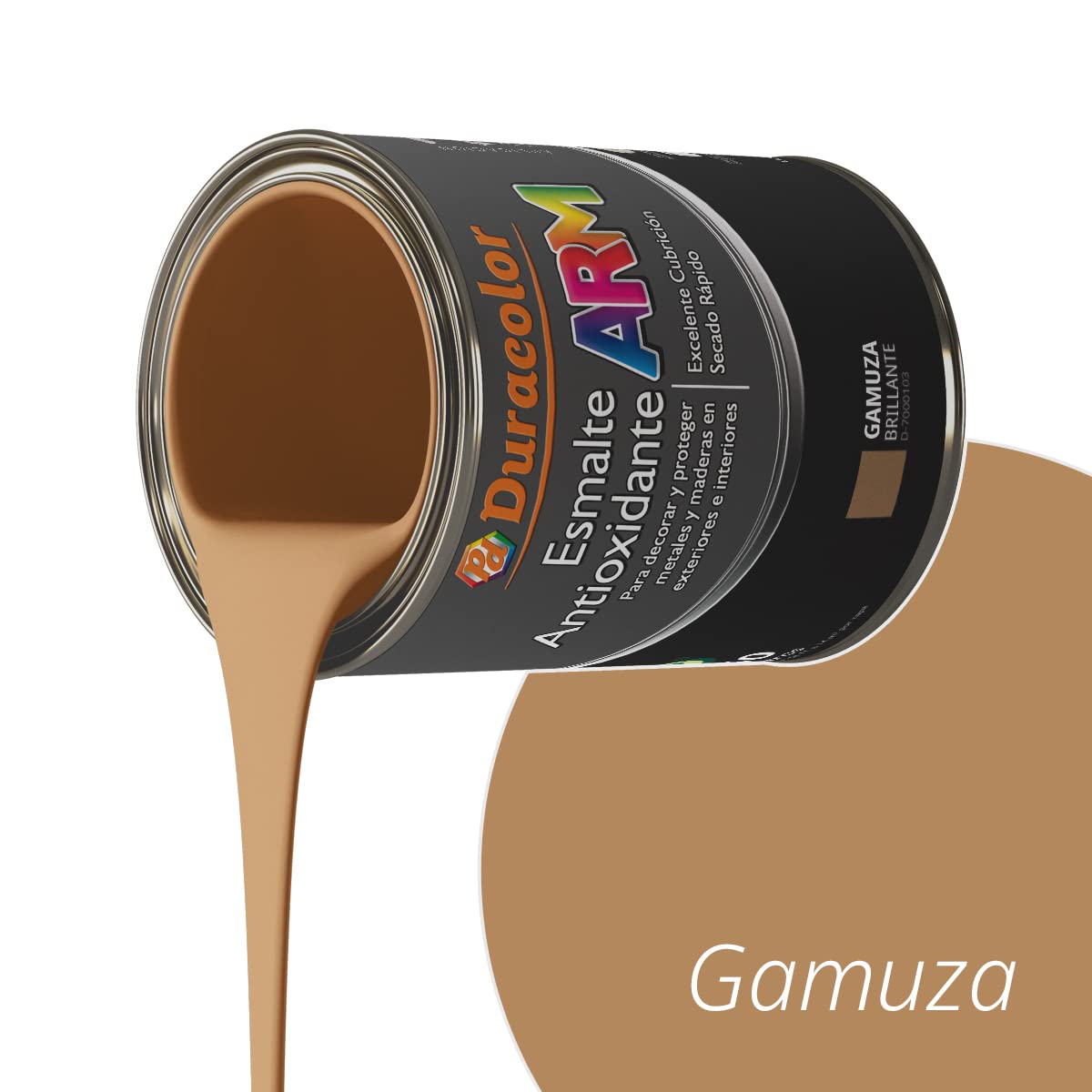 Esmalte Antioxidante ARM - Color Gamuza - 4 Litros - Superficie Exterior e Interior - Acabado Brillante y de Rápido Secado - Excelente Dureza y Resistencia - Duracolor