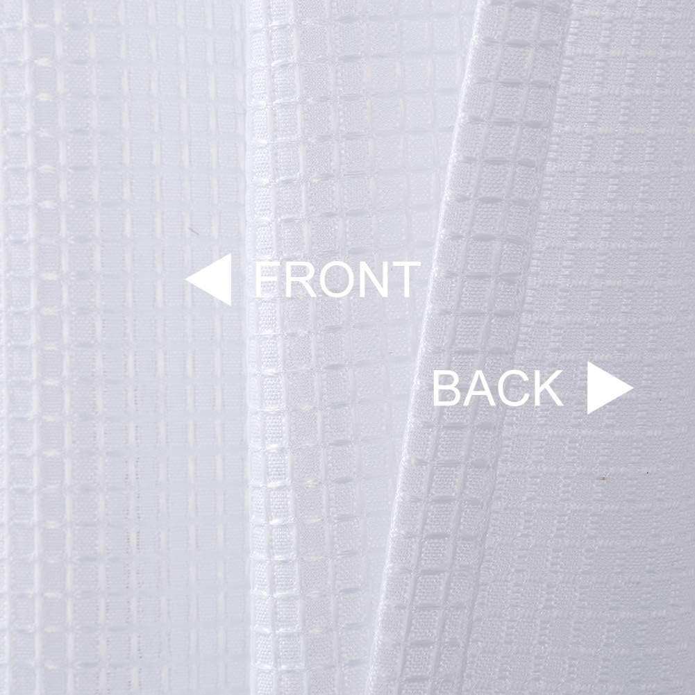 CAROMIO Cafe Curtains 30 Inch Length, Waffle Woven Textured Small Tier Curtains for Kitchen Bathroom Window Curtainss Short, White