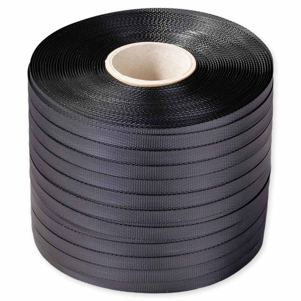 Umreifungsbänder PP Kleinrollen schwarz 12,7mm x 500m 0,58mm Stärke mit Kern, 4 Rolle(n)