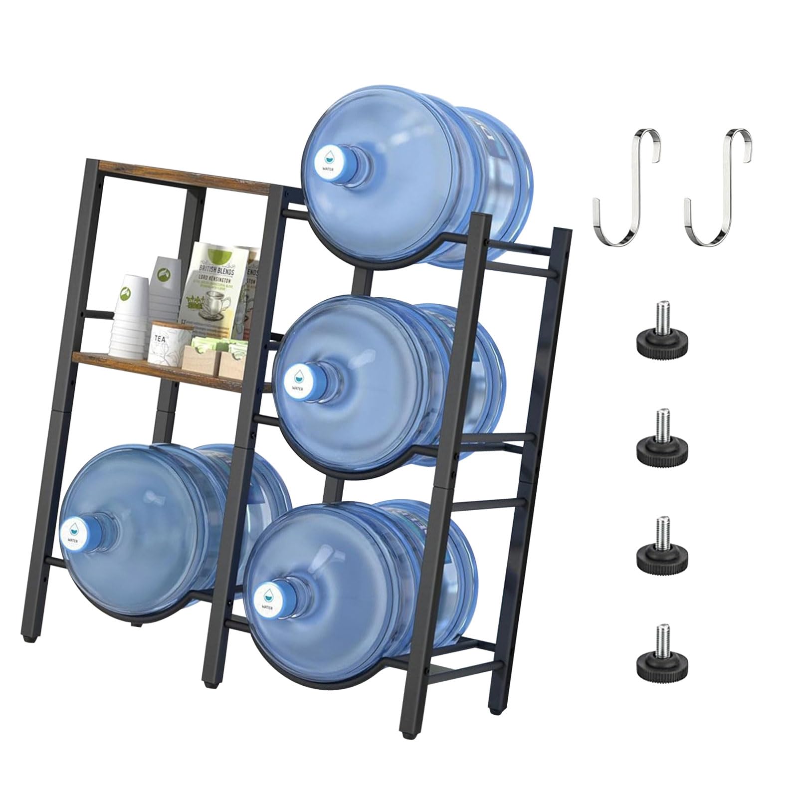 Soporte vertical para cubo de agua de tres capas con rodillos para el hogar y uso, estante de acero al carbono resistente