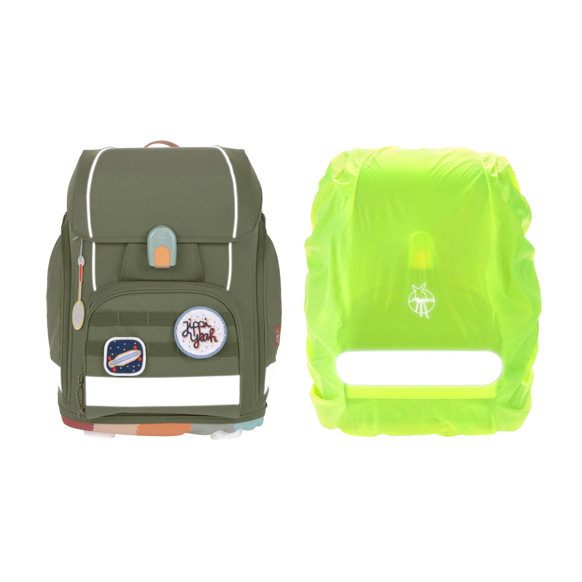 LÄSSIG 7-teiliges Schulranzen Set Kinder/School Set Boxy Unique olive