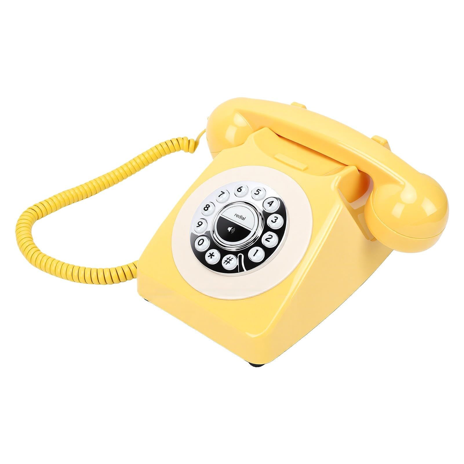 Annadue Telefono Bluetooth Cordless retrò con Ricevitore, Supporto per Chiamate in Vivavoce, Riproduzione Musicale e Ricarica Rapida per la Fissa dell'ufficio Domestico (YELLOW)