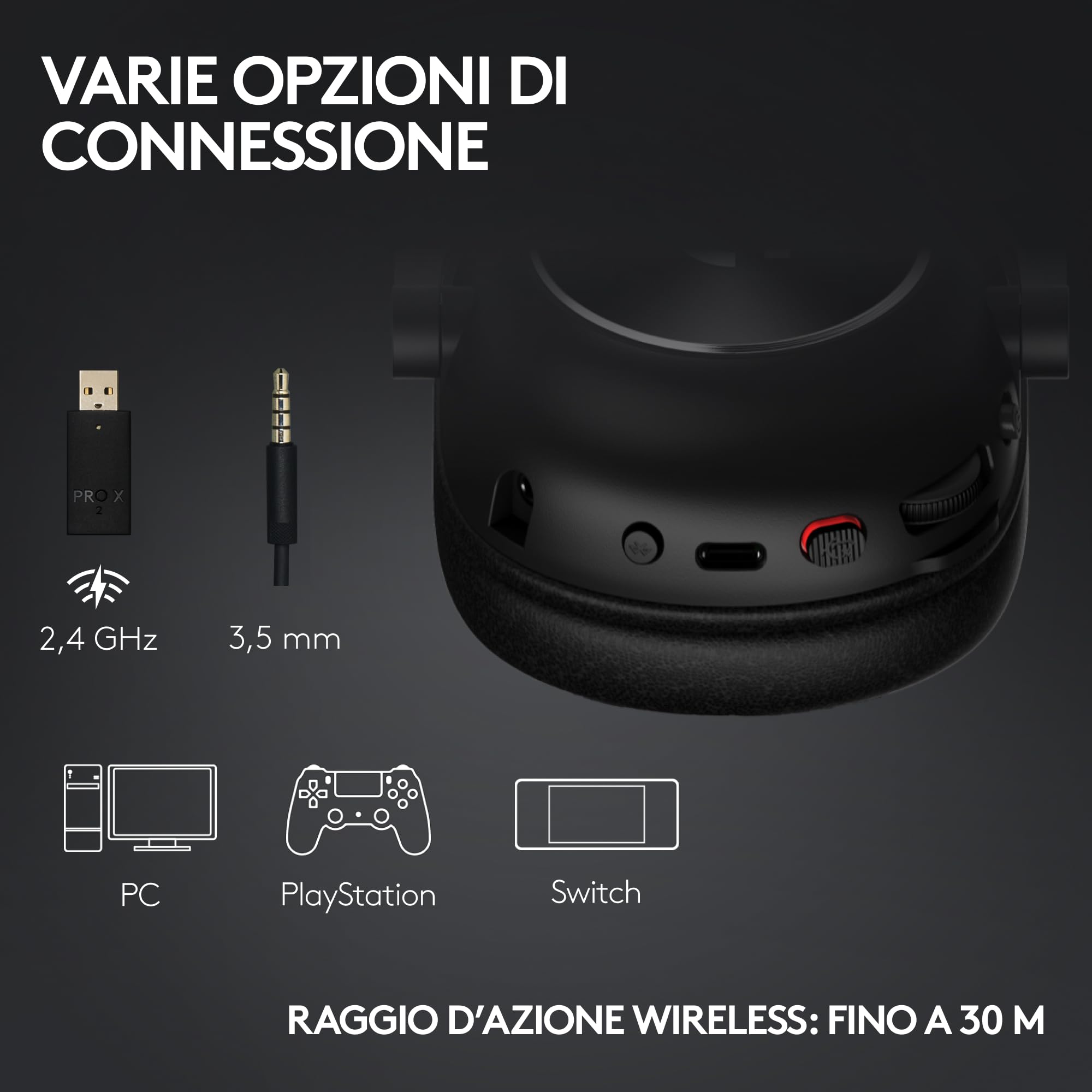 Logitech G PRO X 2 LIGHTSPEED Cuffie gaming wireless, Microfono a braccio rimovibile,Driver Grafene 50mm,DTS:Headphone X 2.0-Surround 7.1, Bluetooth/USB/3,5mm Aux, PC,PS5,PS4, Nintendo Switch,Magenta