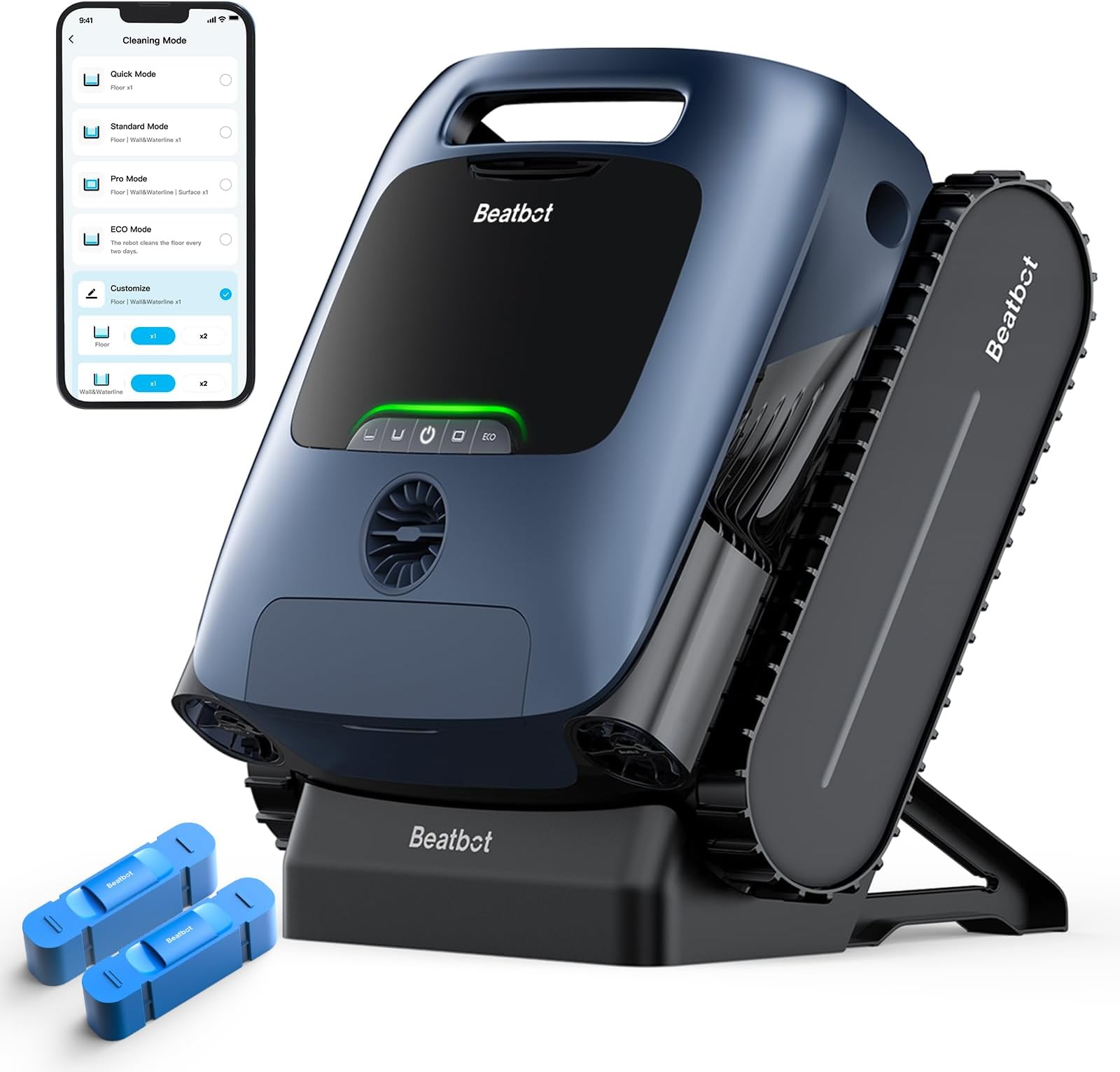 Beatbot AquaSense Pro Cordless Pool Cleaner Robot with Clarifying Agent Kit 2pcs- Clarifies Water, 5-in-1 Comprehensive Cleaning, Smart Surface Parking - Dark Blue