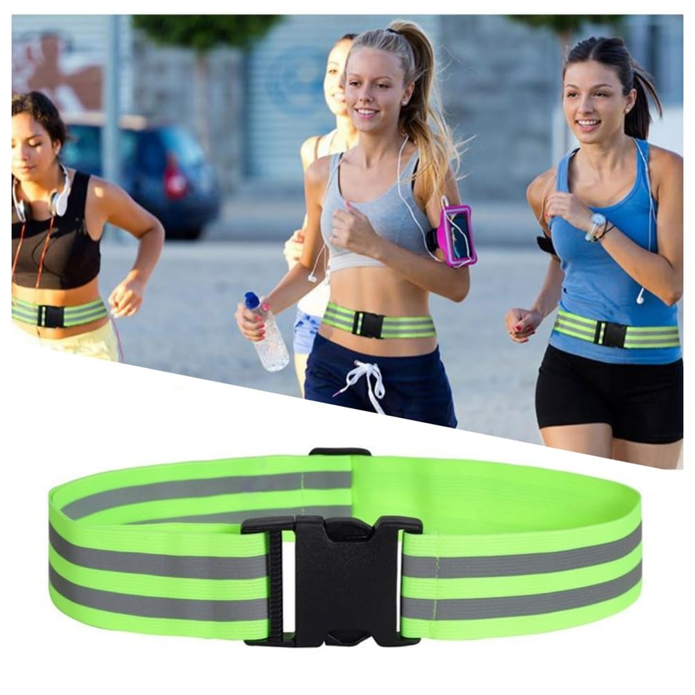Set Sicurezza 4 Pezzi: Cinture E Bracciali Riflettenti Fluorescenti Per Correre Di Notte - Ideali Per Running, Ciclismo E Passeggiate - 4