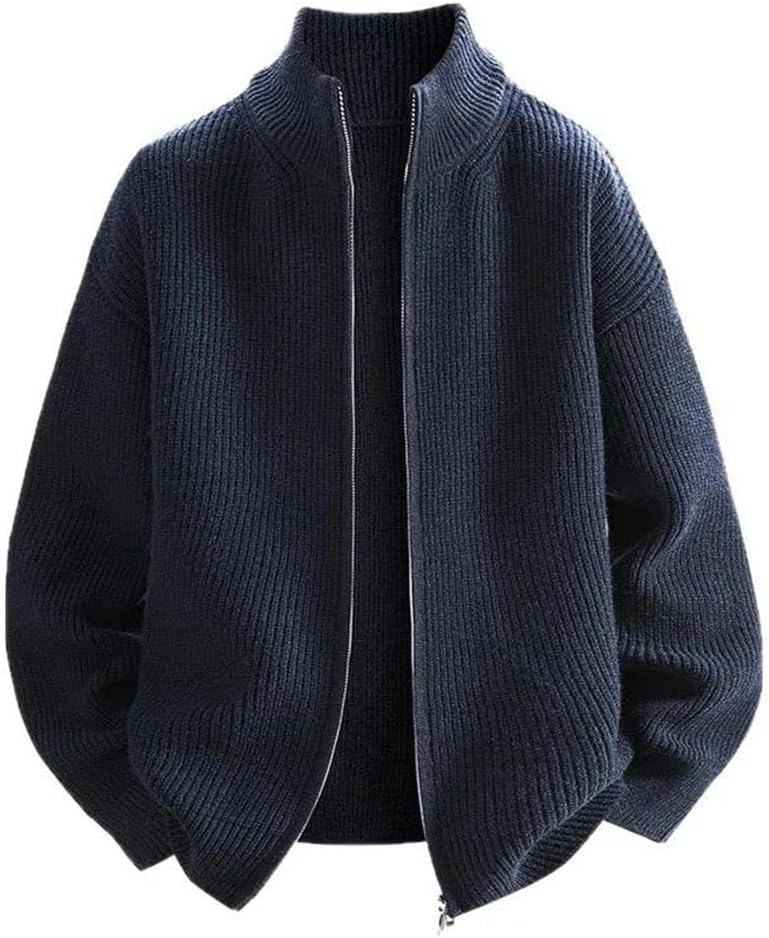Thickened Fleece Cardigan for Men Loose Knit Sweater Coat Spring Fall Casual Warm Outerwear