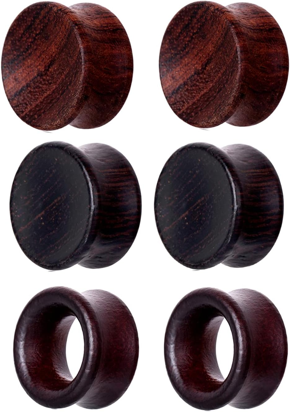 3 Pairs Gauges For Ears Wood Saddle Fit Solid Organic Earrings Plug Gauges Double Flared Wooden Ear Tunnels Stretcher Punk Piercing