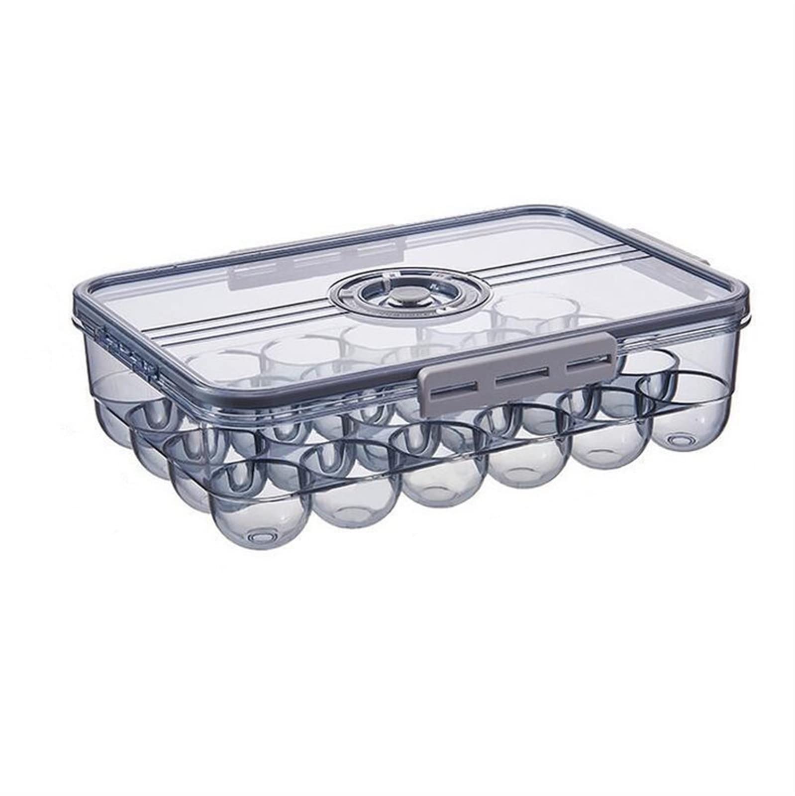 Cesta de Huevos Refrigerador de Cocina Soporte para Huevos Caja de Almacenamiento de Alimentos con Organizador de Tapa Caja de Almacenamiento de Bandeja(Caja de 18 Rejillas Amarilla)