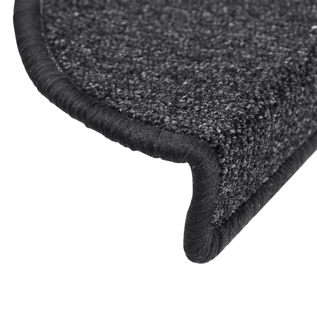 Lot de 15 tapis d'escalier - 56 x 17 x 3 cm - Anthracite - Semi-circulaires - Antidérapants - Lavable - Protection contre le bruit - Pour escaliers en bois, escaliers en pierre, animaux de