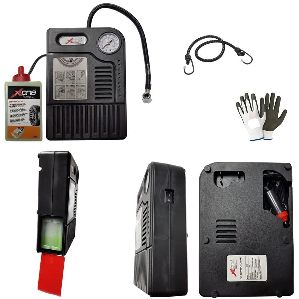 KIT GONFIA E RIPARA GOMME PER AUTO MOTO SCOOTER BICI QUAD COMPATIBILE CON P IAGGIO MP3 300 SPORT RIPARAZIONE PNEUMATICI PORTATILE EMERGENZA STRADALE SOLUZIONE CON 1 FLACONE DA 280ML