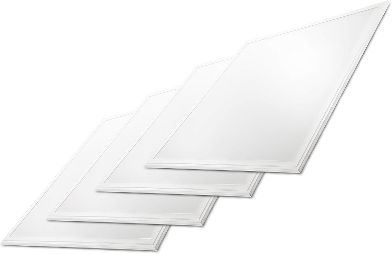 NUWATT 2x2 ft LED Panel Troffer Edge Lit Thin Flat (4 Pack) 40W 5000K 4600 Lumens, 120V-277V AC/DC, 0-10V Dimmable, UL DLC Listed, Drop Ceiling Lights