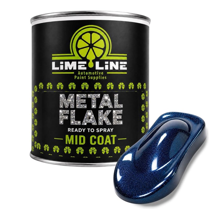 LiME LiNE Automotive Metal Flake Midcoat - No Reducer Needed (Blue, 1 Quart)