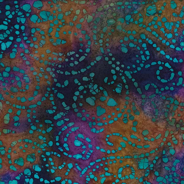 Tissu batik en coton JLB0142DES2, coupon de 145 cm x 1000 cm teint à la main