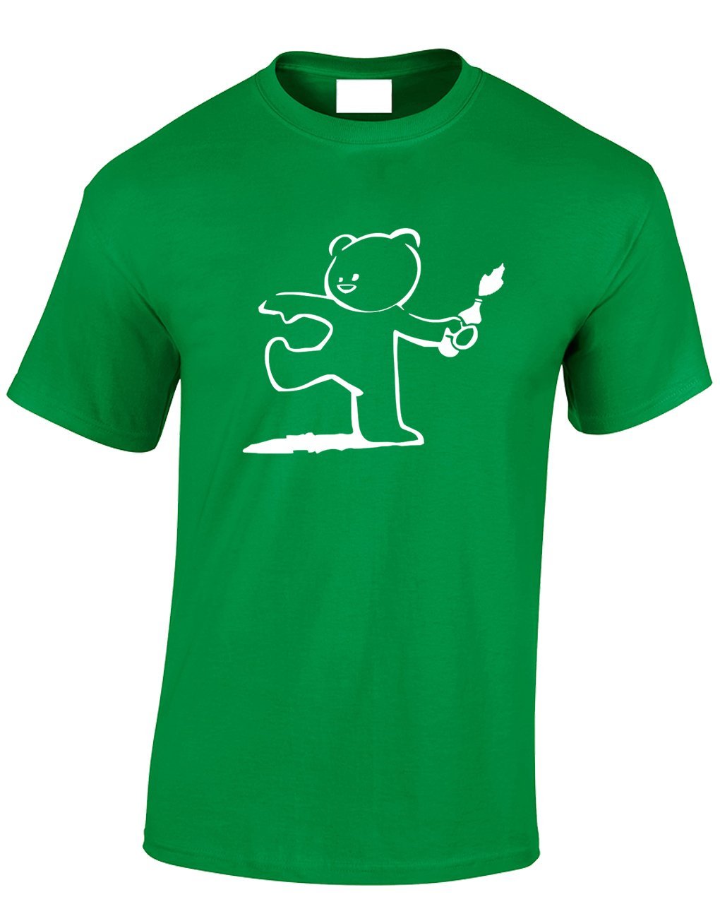 Crown Designs Men's Green Teddy Bear Banksy Style Novelty Gifts For & Teenagers T-Shirts Tops - /Large