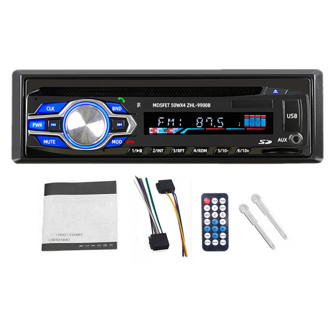 1 Din 12V Voiture Lecteur DVD CD véhicule MP3 stéréo Voiture Mains Libres Autoradio BT Audio Radio 5014 Voiture-Style télécommande sans Fil