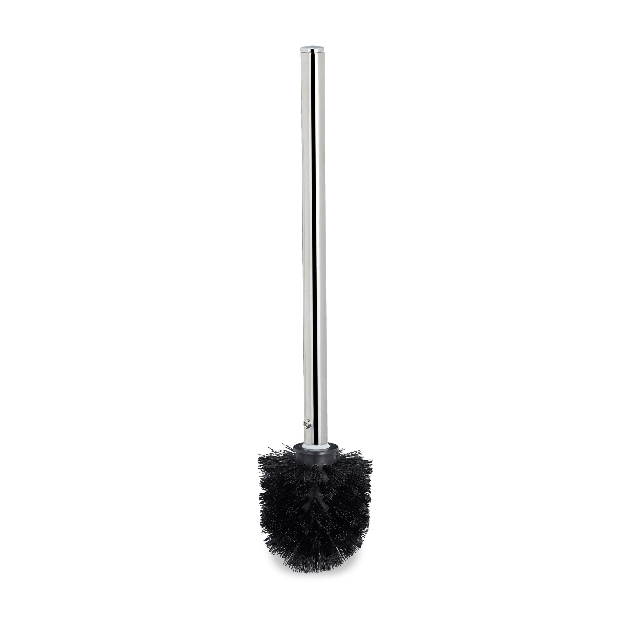 Relaxdays Scopino da WC, Set da 3 Scopettini con Testina di Ricambio Ø 7cm, Portascopino Water, Toilet Brush, Nero