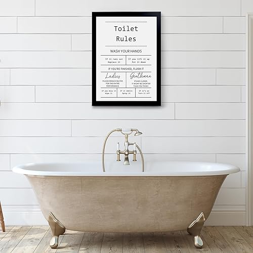 Vista 32 de YongArt Decoración de baño enmarcada en negro, divertido arte de pared de vaca de las tierras altas en bañera, 8 x 10 pulgadas Arte de pared de vaca