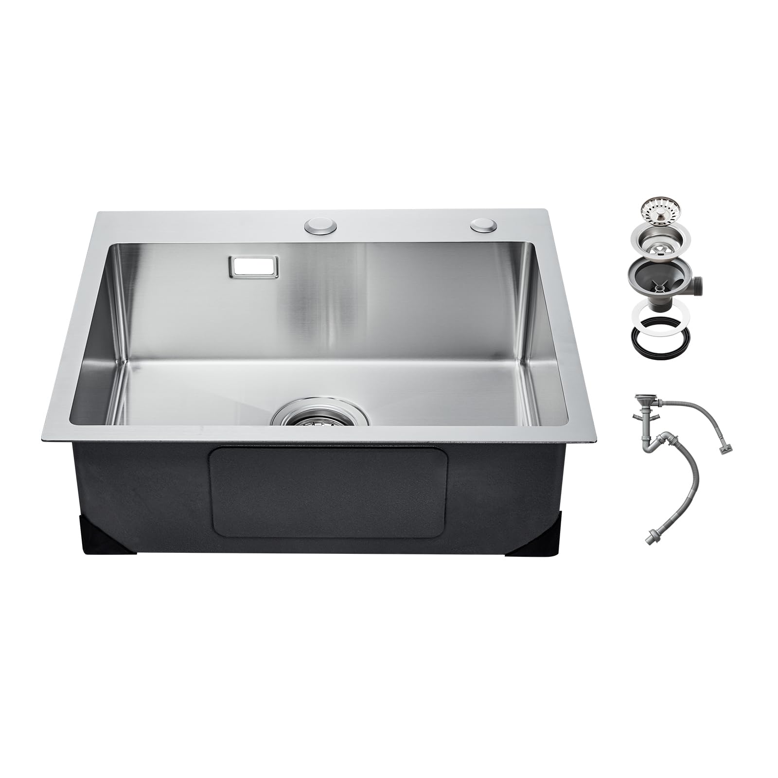 VEVOR Fregadero de Cocina de Acero Inoxidable 304 con Montaje Superior, con Accesorios, Fregaderos de Lavavajillas Domésticos para RV, Cocina de Preparación, Lavadero, Bar, 680 x 450 x 190 mm, Plata